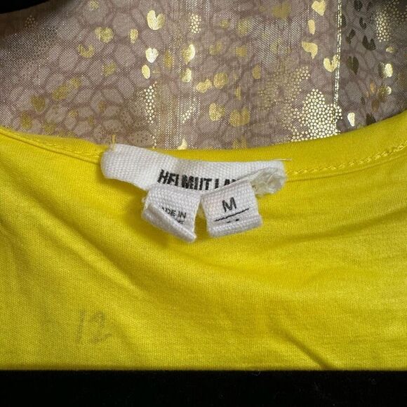 Helmut Lang Yellow White Devotee Tank Top Blouse Size Medium - Picture 3 of 8